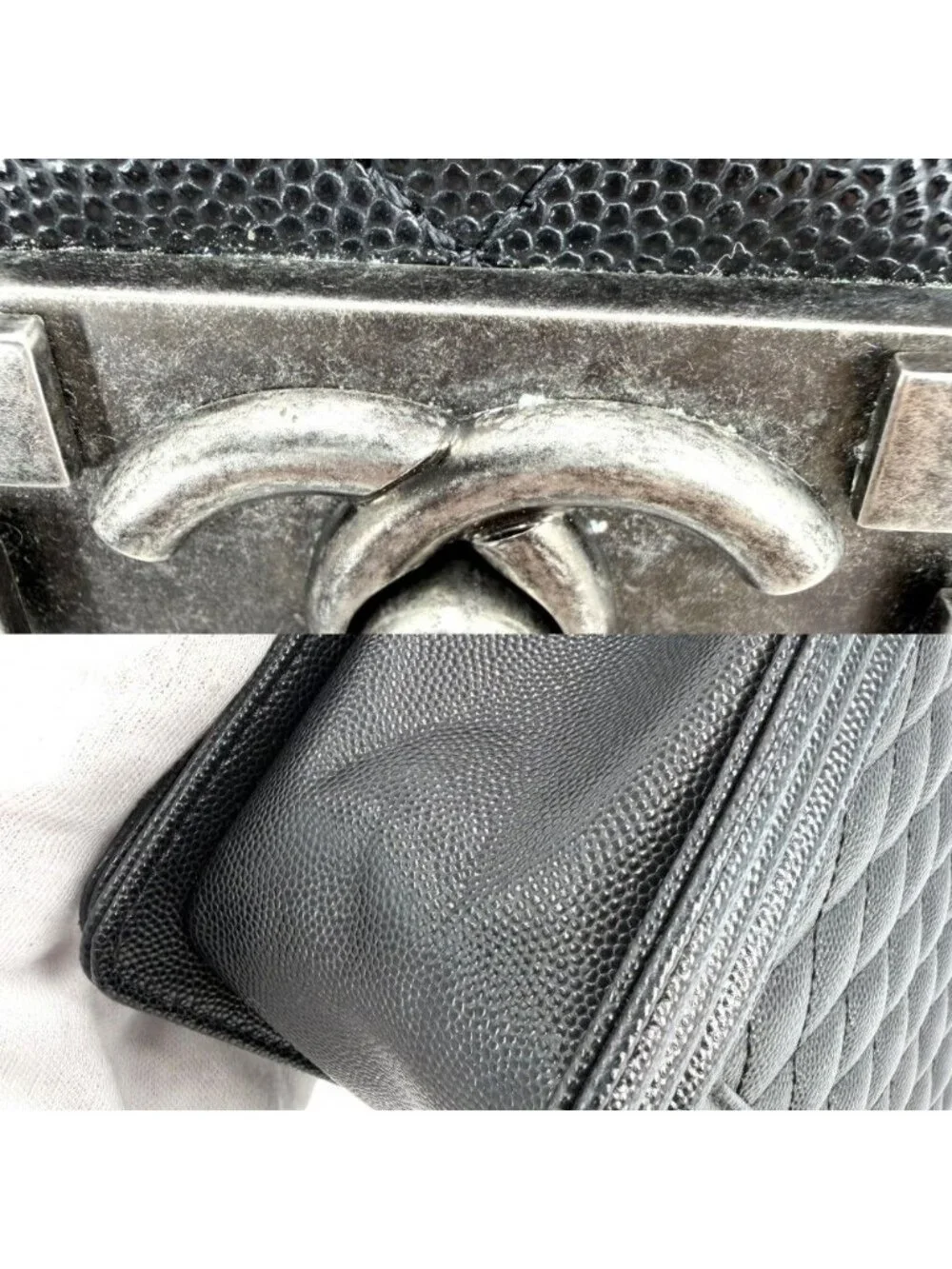 Chanel Shoulder Bag Quilted Boy CC Logo Crossbody Boy Caviar Leather Black